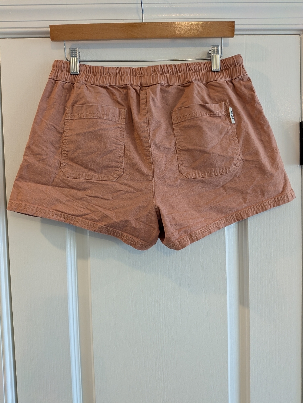 Pact Woven Twill Drawstring Shorts Organic Cotton Pink Clay Pull On Size M - Picture 9 of 12